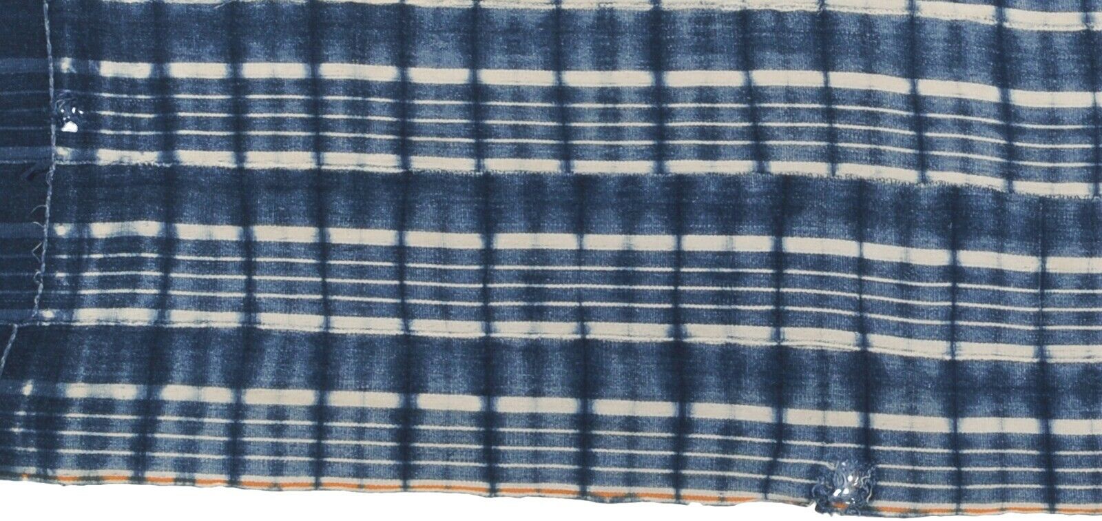 Old Baule African Art Handmade Ivory Coast Tie Dye Hand Woven Cloth Textile - close-up