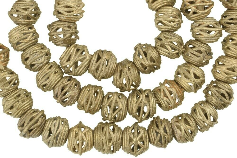 Handcrafted African Brass Beads From Ghana - 20.5 Inch Strand - alternate view