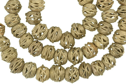 Handcrafted African Brass Beads From Ghana - 20.5 Inch Strand - alternate view