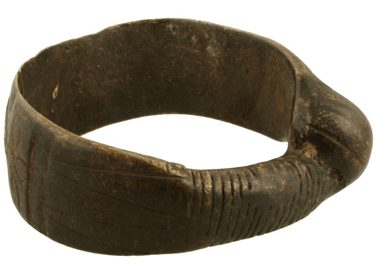 Antique Brass Bracelet African Currency Child Size Fulani Ghana Burkina Faso - alternate view