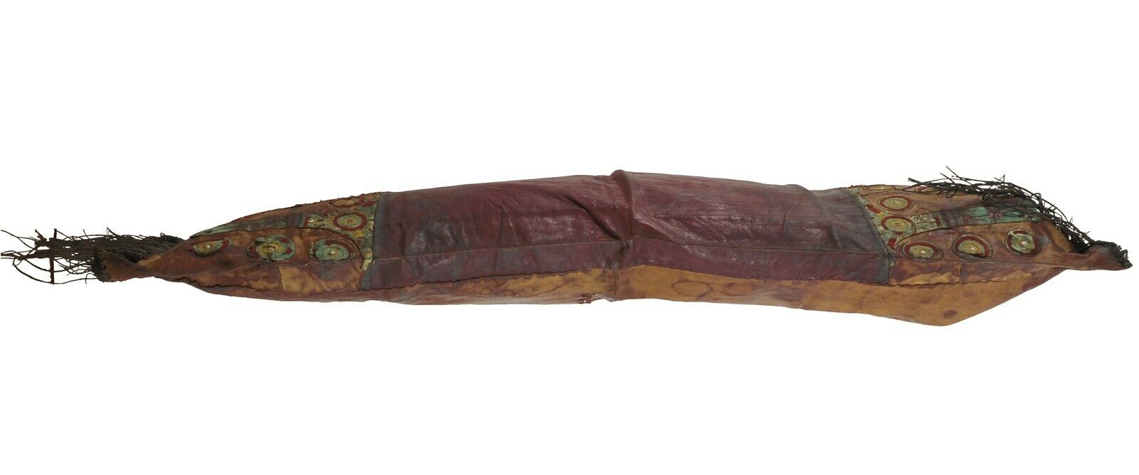 Old African Tuareg Leather Pillow Case Mali Niger Sahara Desert Bedouin Ethnic - focused artwork area