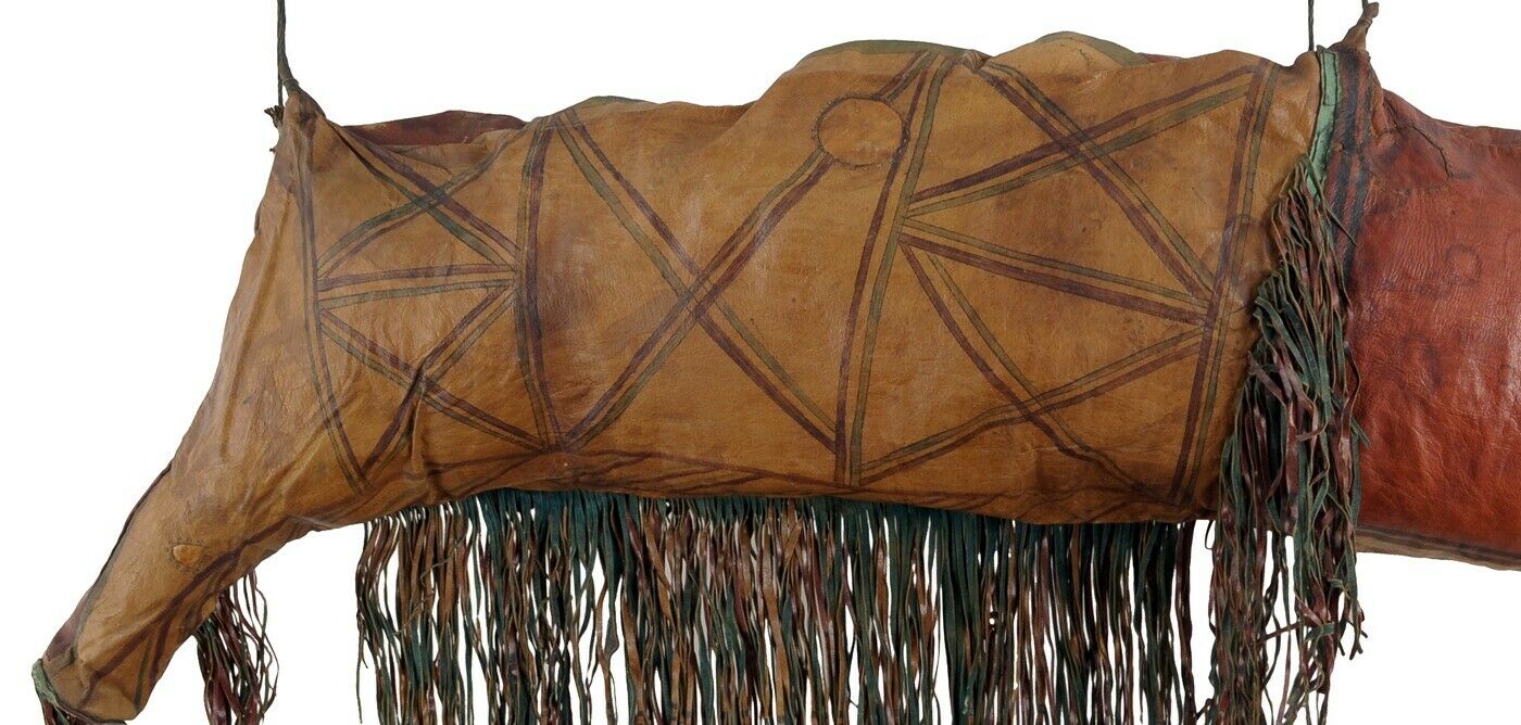 Camel Saddle Bag Old African Tuareg Leather Niger Mali Sahara Bedouin - enhanced texture view