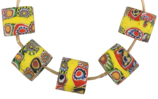 Rare Banded Multimurrine Antique Venetian Millefiori Beads - alternate view