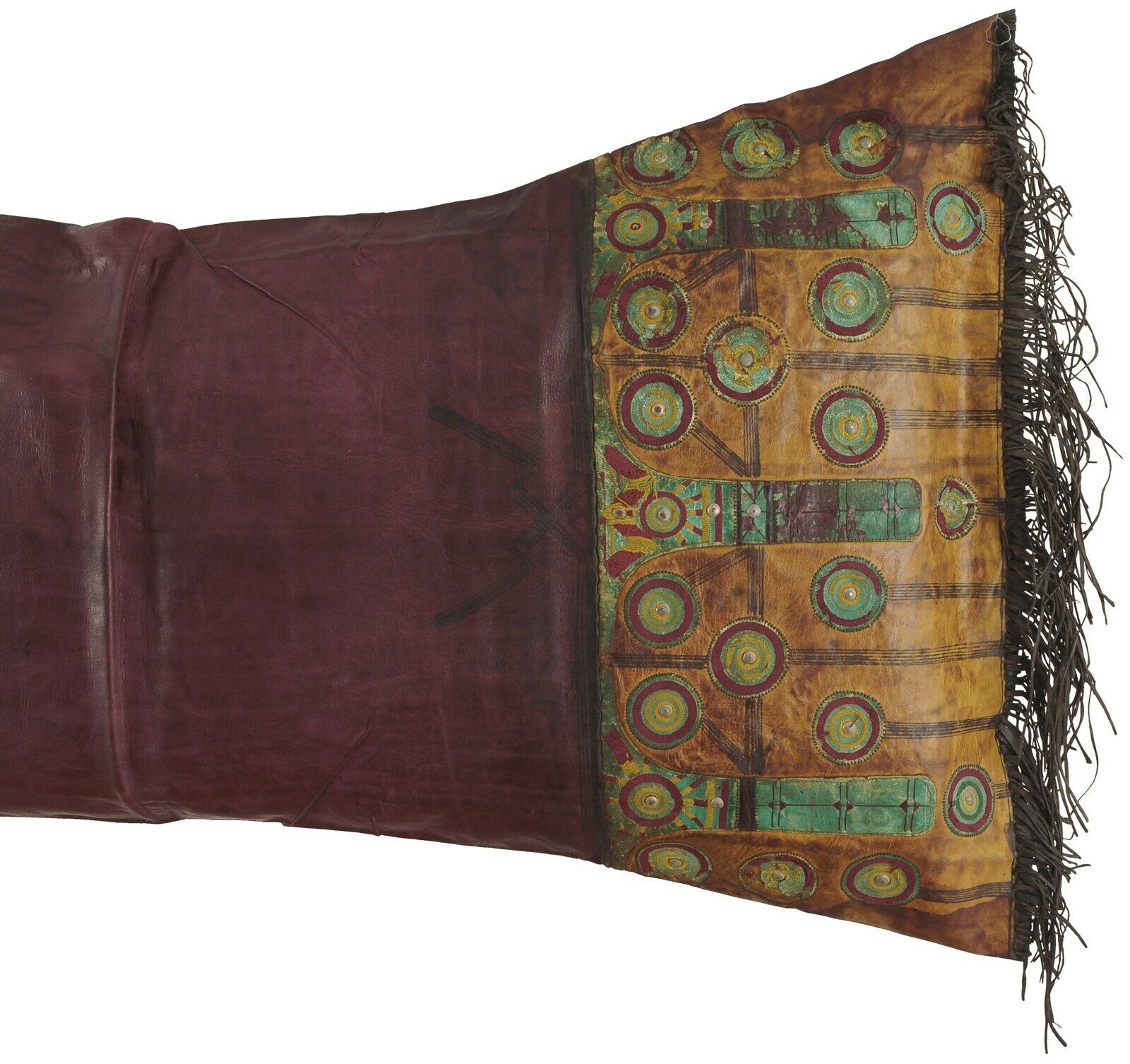Old African Tuareg Leather Pillow Case Mali Niger Sahara Desert Bedouin Ethnic - fine detail view