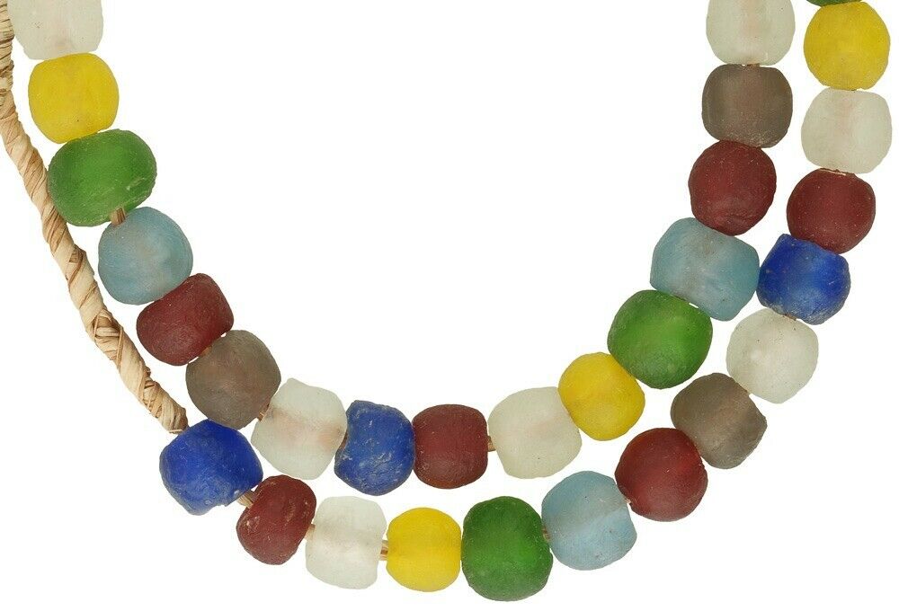 Colorful Translucent Bottle Glass Beads - African Trade Beads - close-up