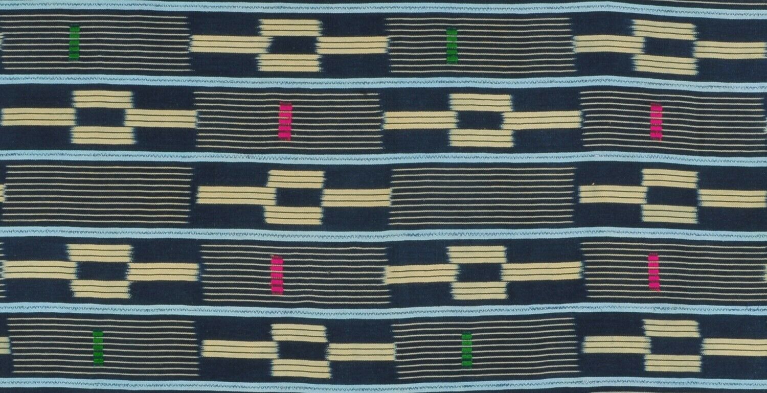 Handwoven Baule Cloth – Woman Size 59½″×32″ – Ivory Coast Vintage