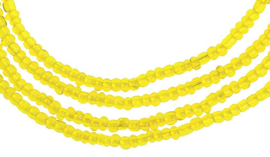 Yellow Translucent 2 mm Old Venetian Drawn Seed Beads Strand – Excellent