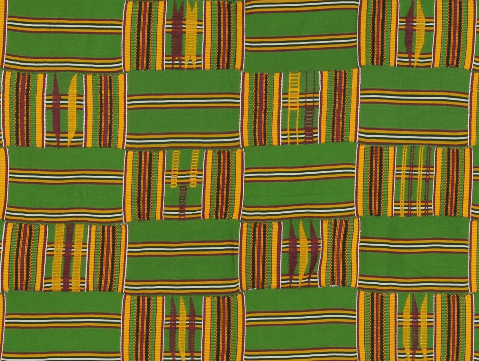 African Kente Hand Woven Cloth Ashanti Asante Akan Home Decoration Textile Ghana - section zoom