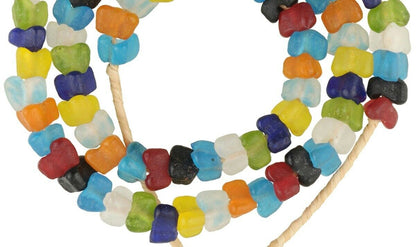 Translucent Krobo Glass Beads - 20" Strand, Handmade In Ghana - close-up