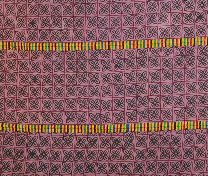 Authentic Adinkra Cloth Fabric Hand Block Stamped Ghana African Art Ashanti - alternate view