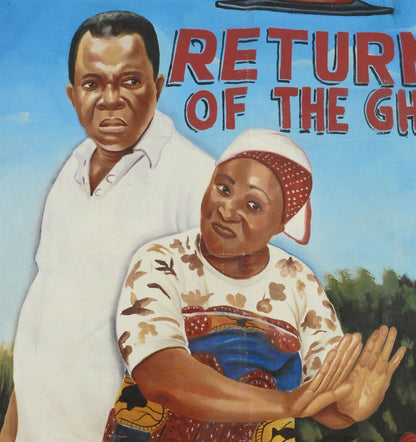 Return Of The Ghost Movie Poster: Ghanaian Hand-Painted Artwork - close-up