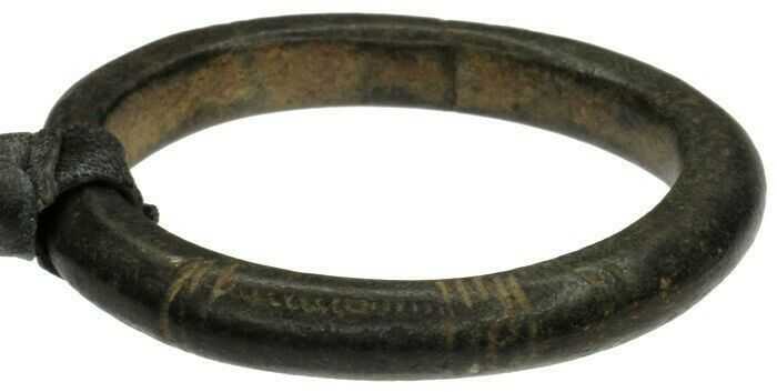 Old Brass Leather African Amulet Mali Dogon Pendant Ethnic Art Tribal Jewelry - zoomed-in detail