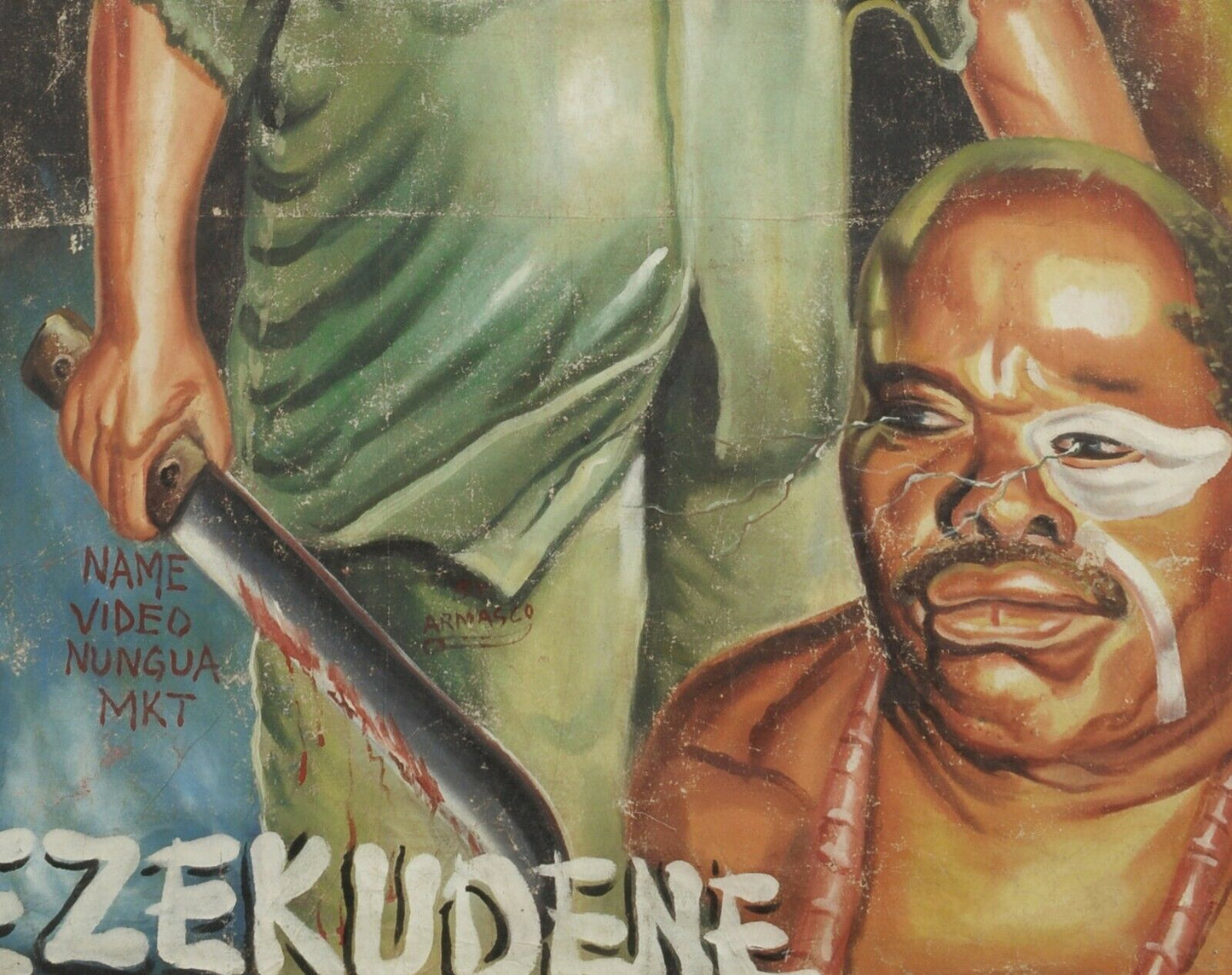 Hand-Painted Ezekudene Movie Poster | Authentic African Art - close-up