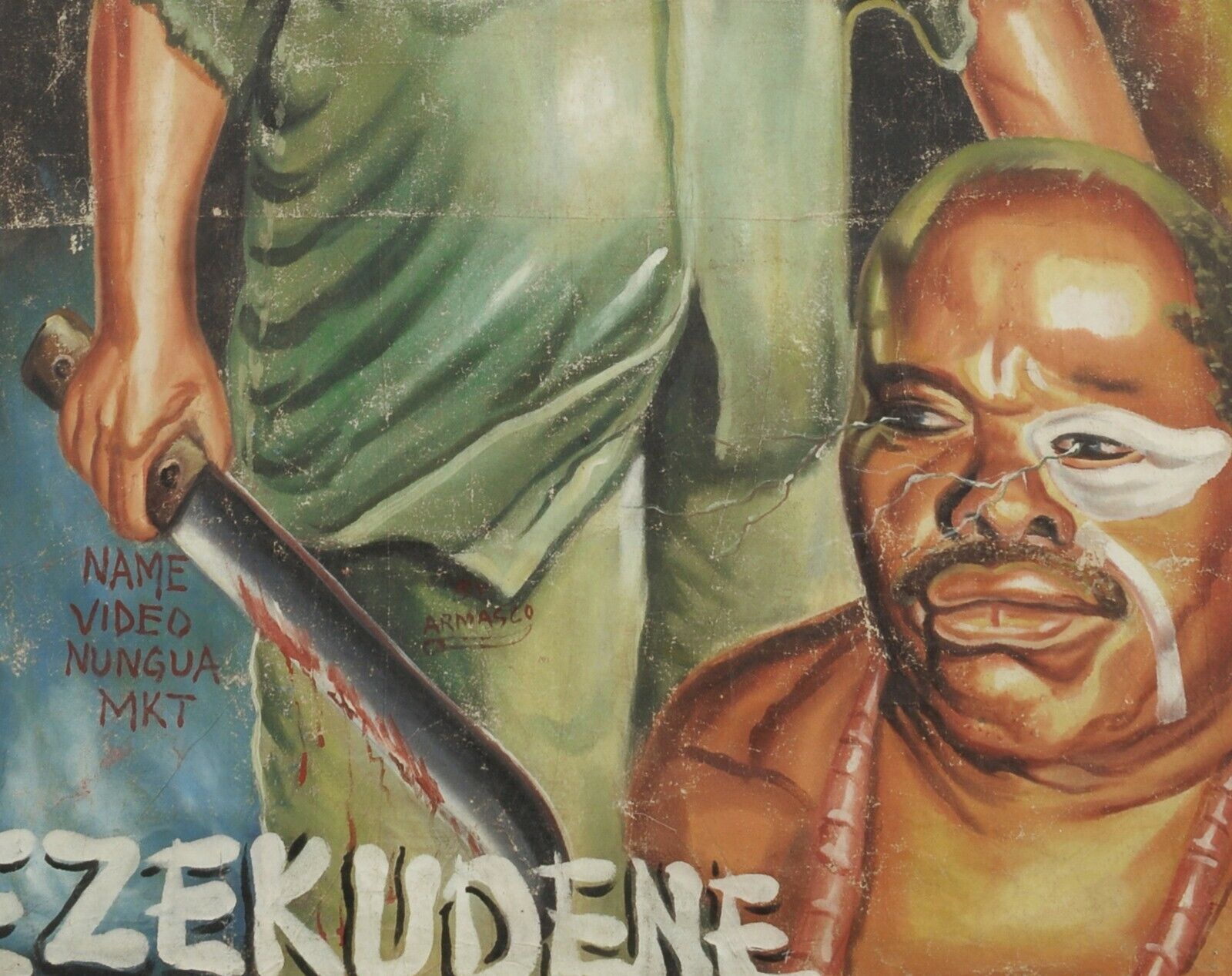 Hand-Painted Ezekudene Movie Poster | Authentic African Art - close-up