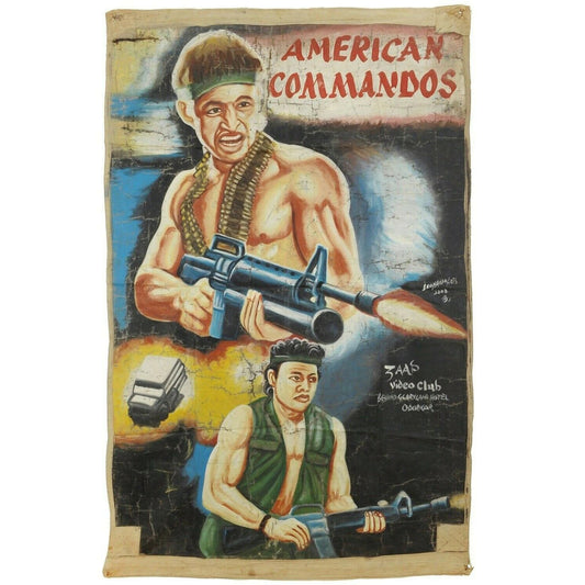 American Commandos: Rare Ghanaian Hand-Painted Action Movie Poster