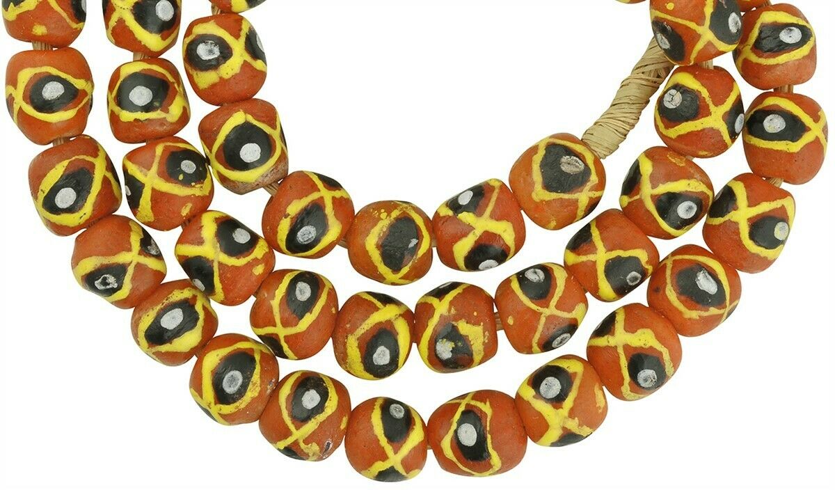 Handcrafted African Trade Beads - Fancy Glass Beads From Ghana - close-up