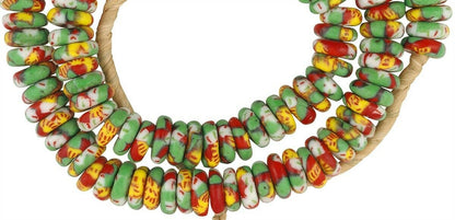 Vibrant African Trade Beads: Fused Ghana Glass Disks - close-up