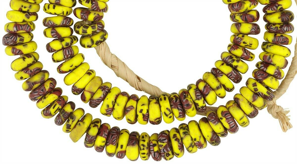 African Trade Beads: Recycled Fused Ghana Glass Beads - 21" Strand - close-up