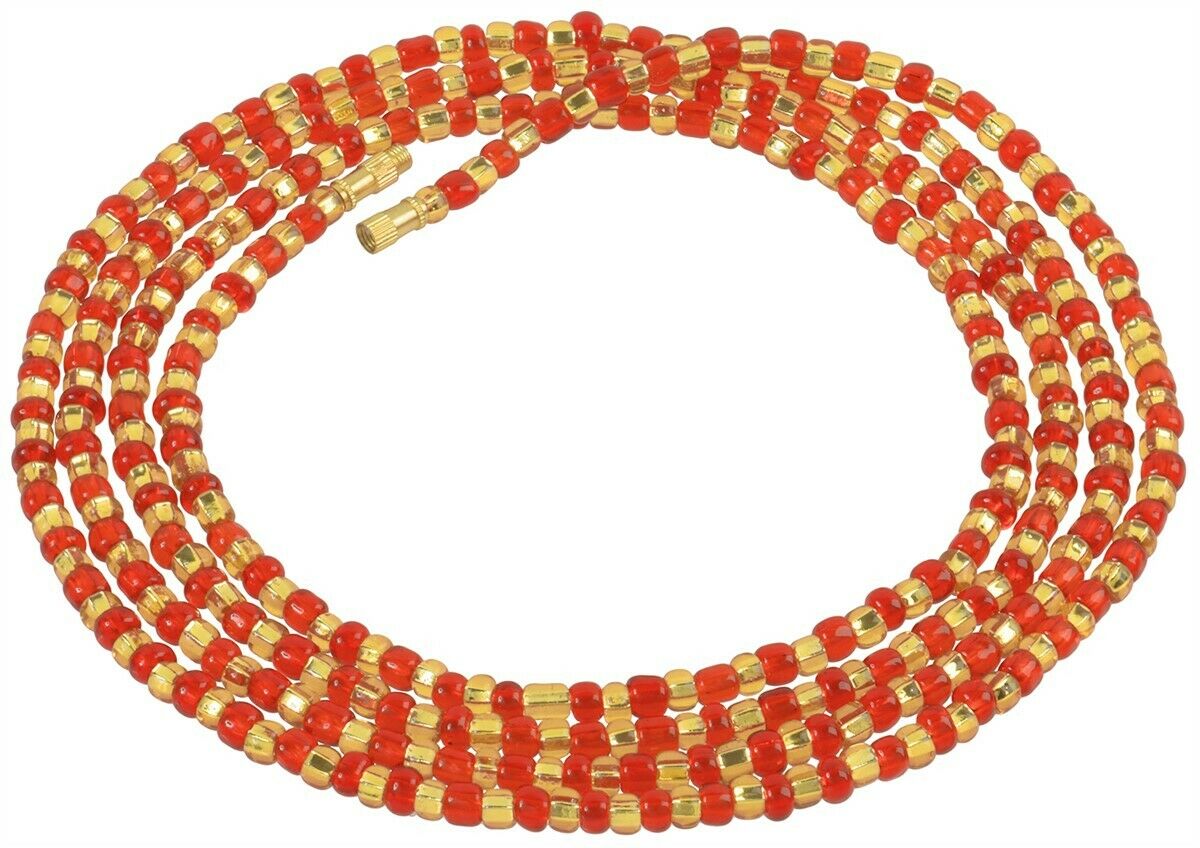 Glass Waist Beads Handmade African Body Jewelry Ghana Belly Chain - close-up