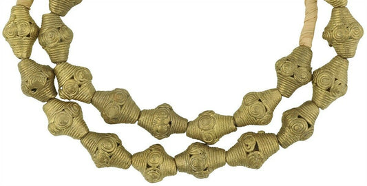 Handmade African Brass Beads By Ashanti Artisans - 20.5" Strand - alternate view