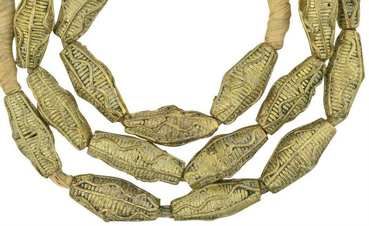 Handmade Ghanaian Brass Beads - Ashanti Lost Wax Crafted Strand - alternate view