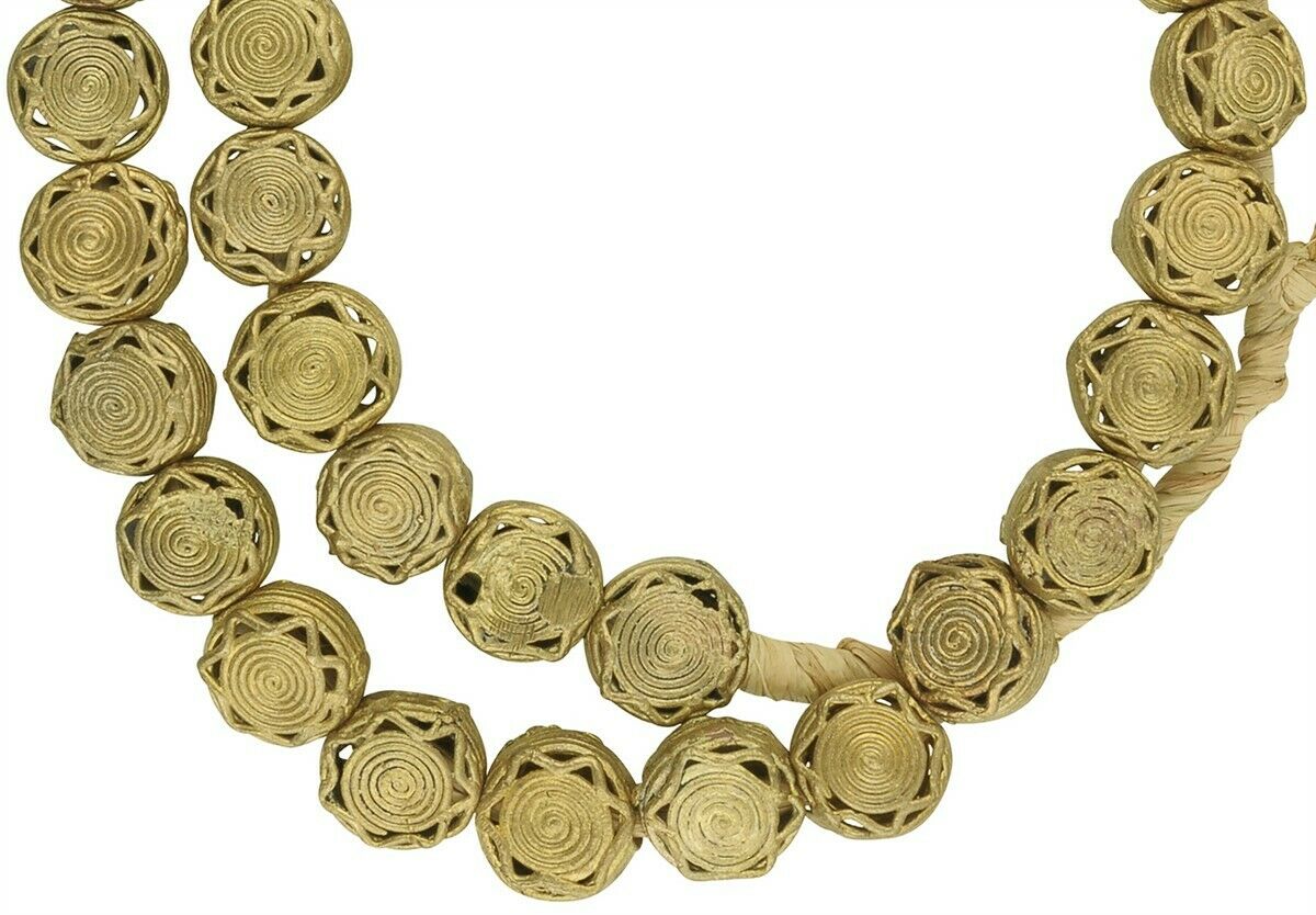 New Tabular African Brass Beads - Handcrafted In Ghana - close-up