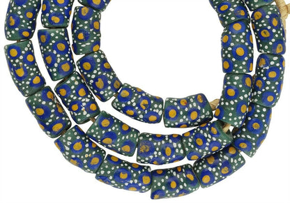 Handmade Ghana Glass Beads - Fancy Krobo Trade Beads - close-up