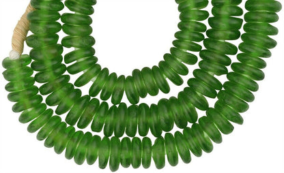 African Trade Beads - Recycled Glass, Handmade In Ghana, 11-12Mm - close-up