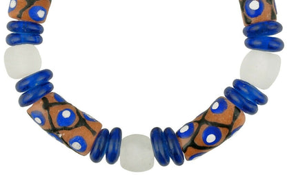 Handmade Beaded Bracelet - African Glass & Brass Beads - brushstroke detail
