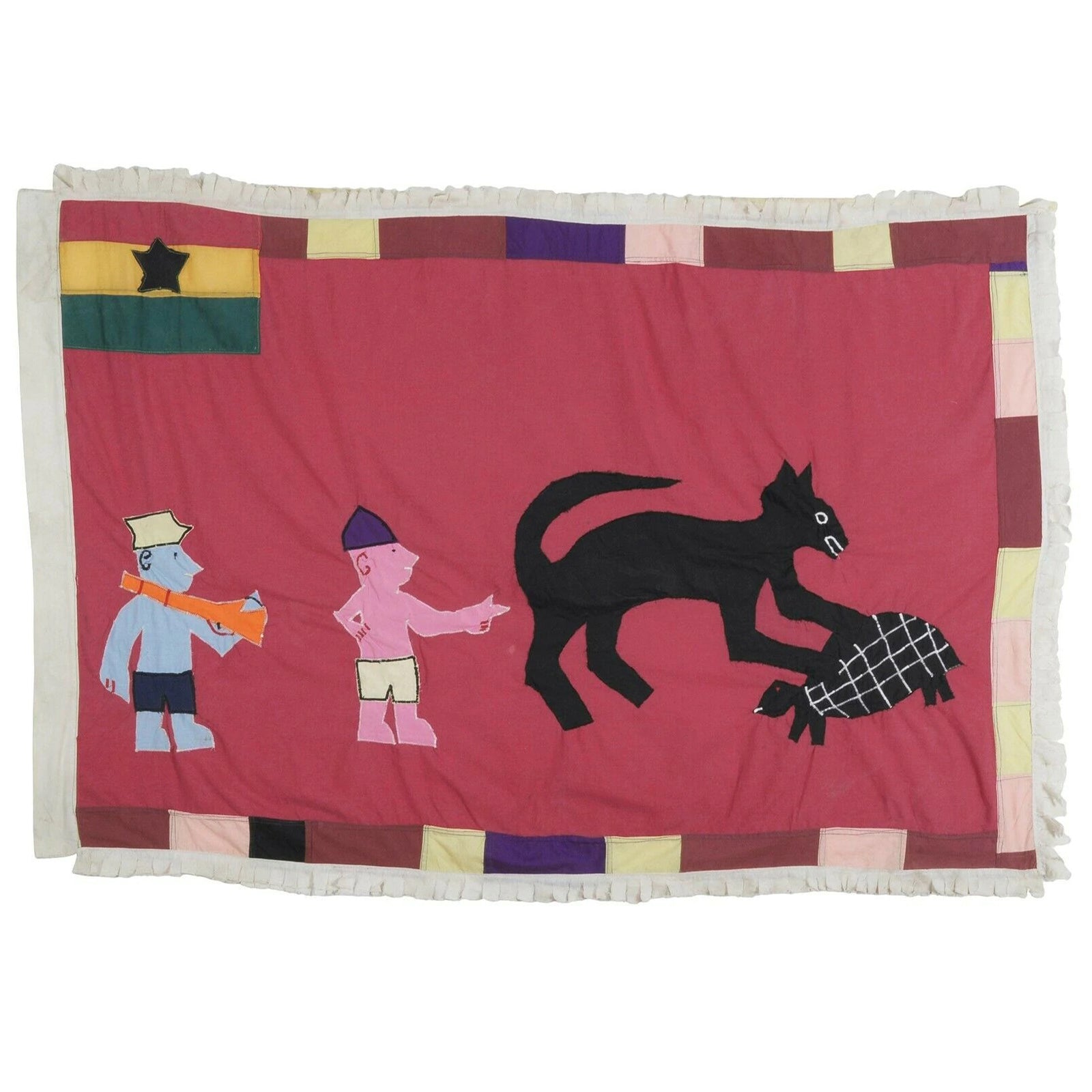 Authentic Cape Coast Asafo Frankaa – 59¾″ × 40″ Fante War Flag