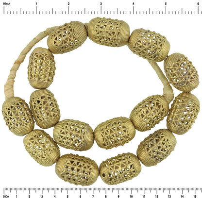 Large Handcrafted African Brass Beads - Ghana Ashanti Artistry - zoomed-in detail