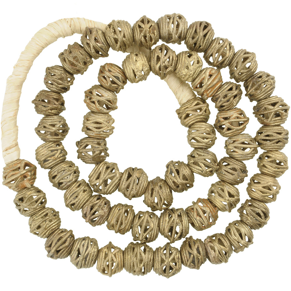 Handcrafted African Brass Beads From Ghana - 20.5 Inch Strand