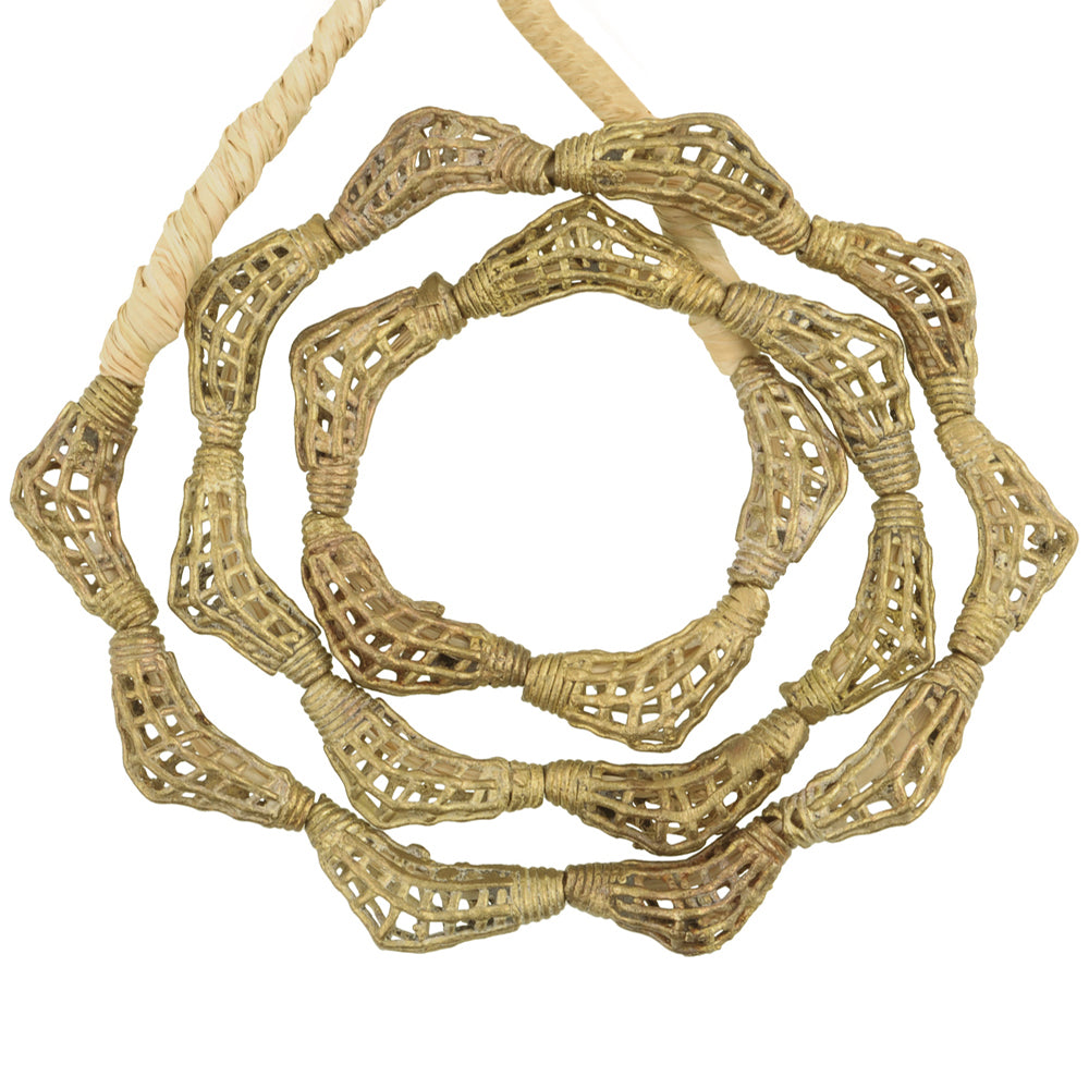 Authentic Ghanaian Brass Beads Strand - Handcrafted Wax Technique