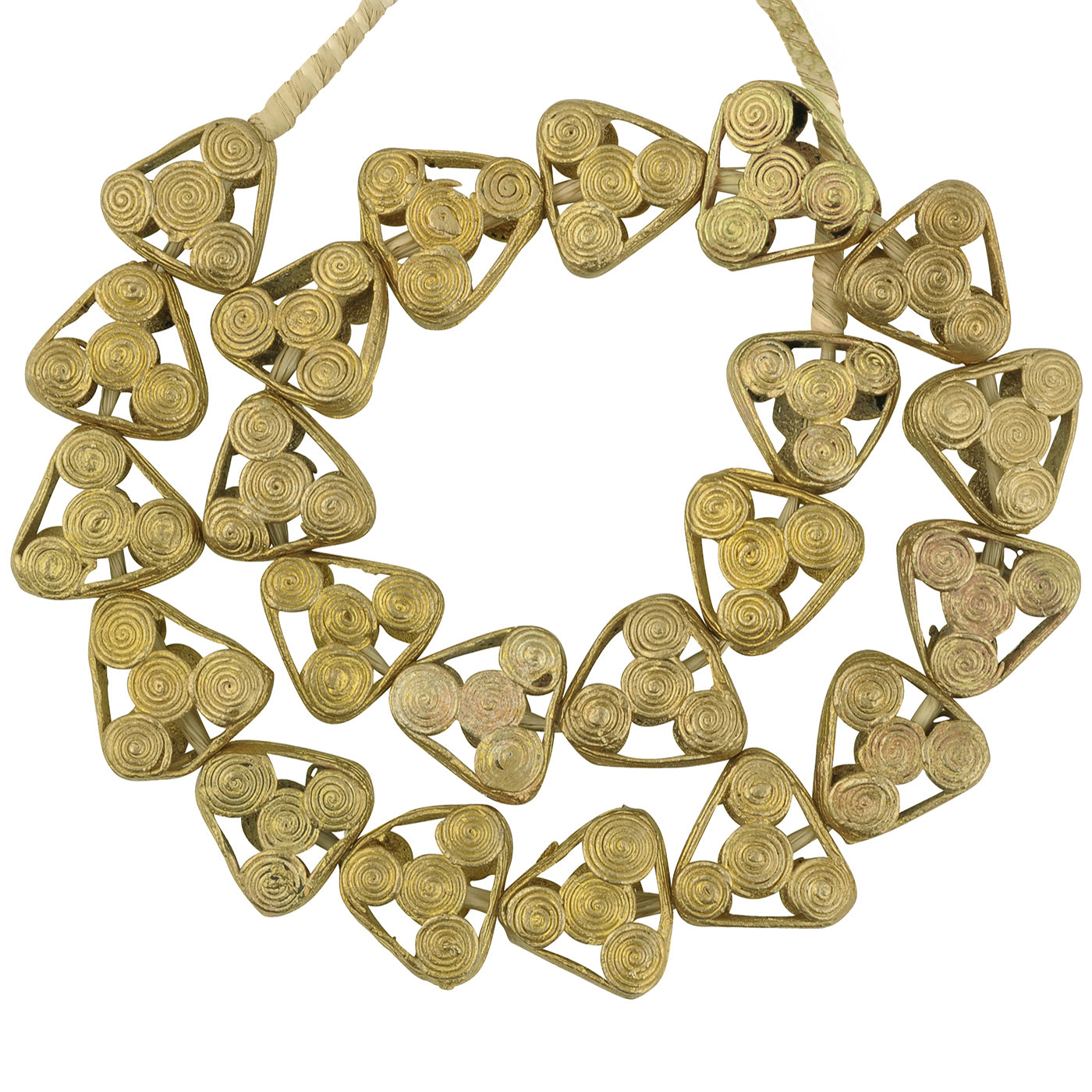 Handmade Ghanaian Brass Beads - Lost Wax Tabular Beads From Africa