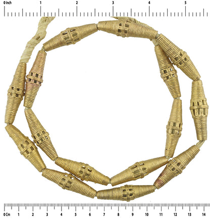 African Handmade Brass Beads Strand By Ashanti Artisans - close-up