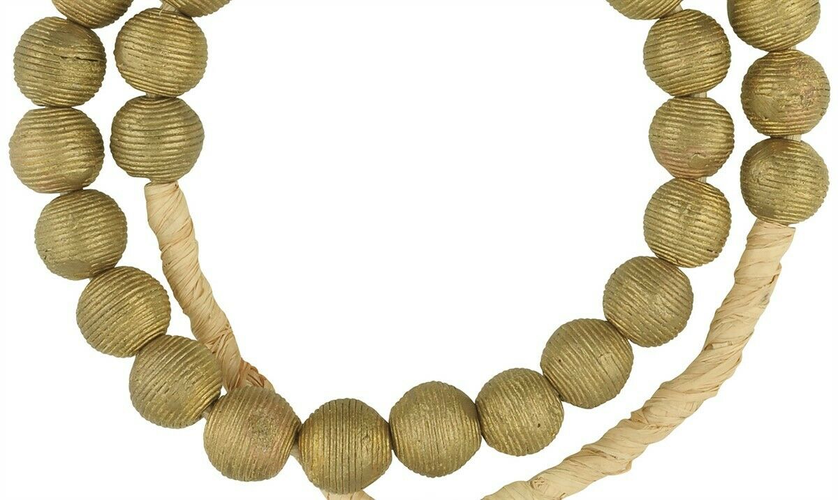 Authentic African Brass Beads From Ghana, 15Mm Round - Tribalgh - close-up