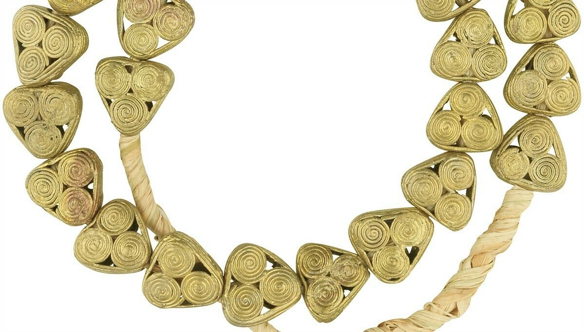 Handmade Tabular Brass Beads Strand - Tribalgh - close-up