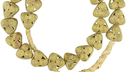 Handmade Tabular Brass Beads Strand - Tribalgh - close-up