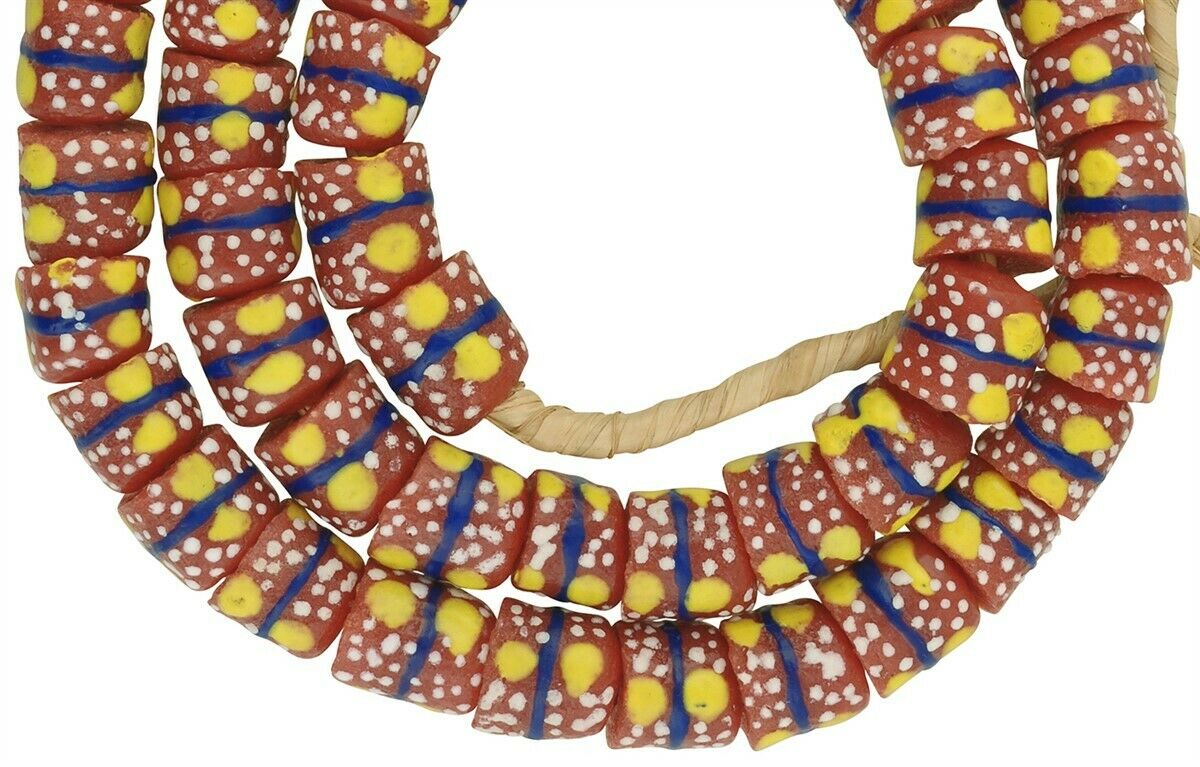 Fancy Powder Glass Beads - African Trade Beads From Ghana - close-up