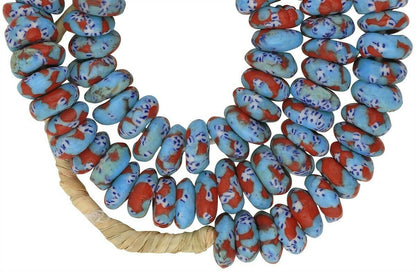 Large African Trade Disks Glass Beads - Fused Ghana Glass Beads - close-up