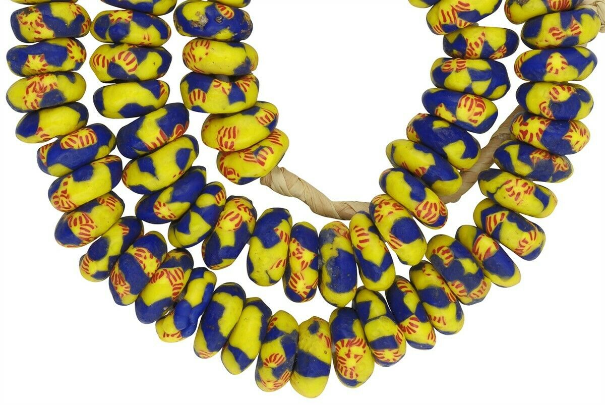 Large African Trade Beads: Recycled Glass From Ghana - close-up
