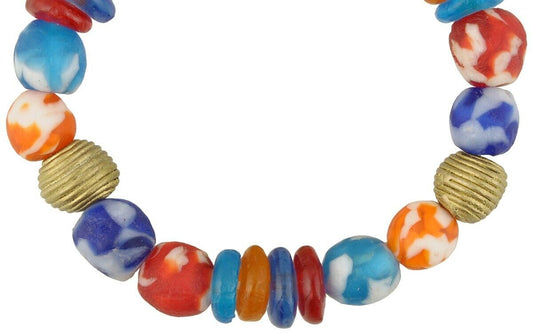 Brass And Glass Beads Handmade Bracelet African Jewelry Krobo - alternate view
