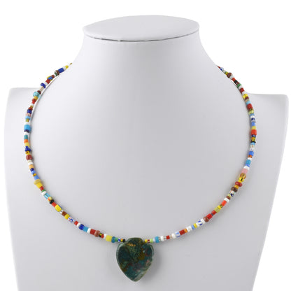 African Trade Glass Seed & Antique Bloodstone Bead Choker