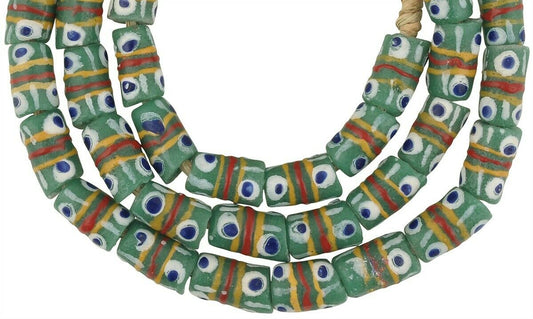 Handmade Ghanaian Fancy Powder Glass Beads - African Trade Beads - alternate view