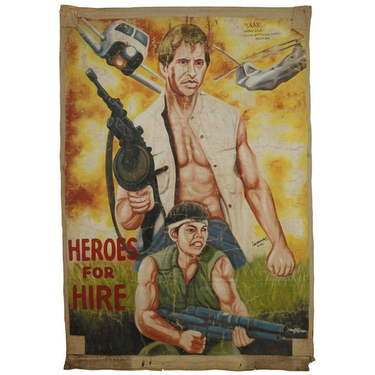 Heroes For Hire: Authentic Hand-Painted Ghanaian Movie Poster
