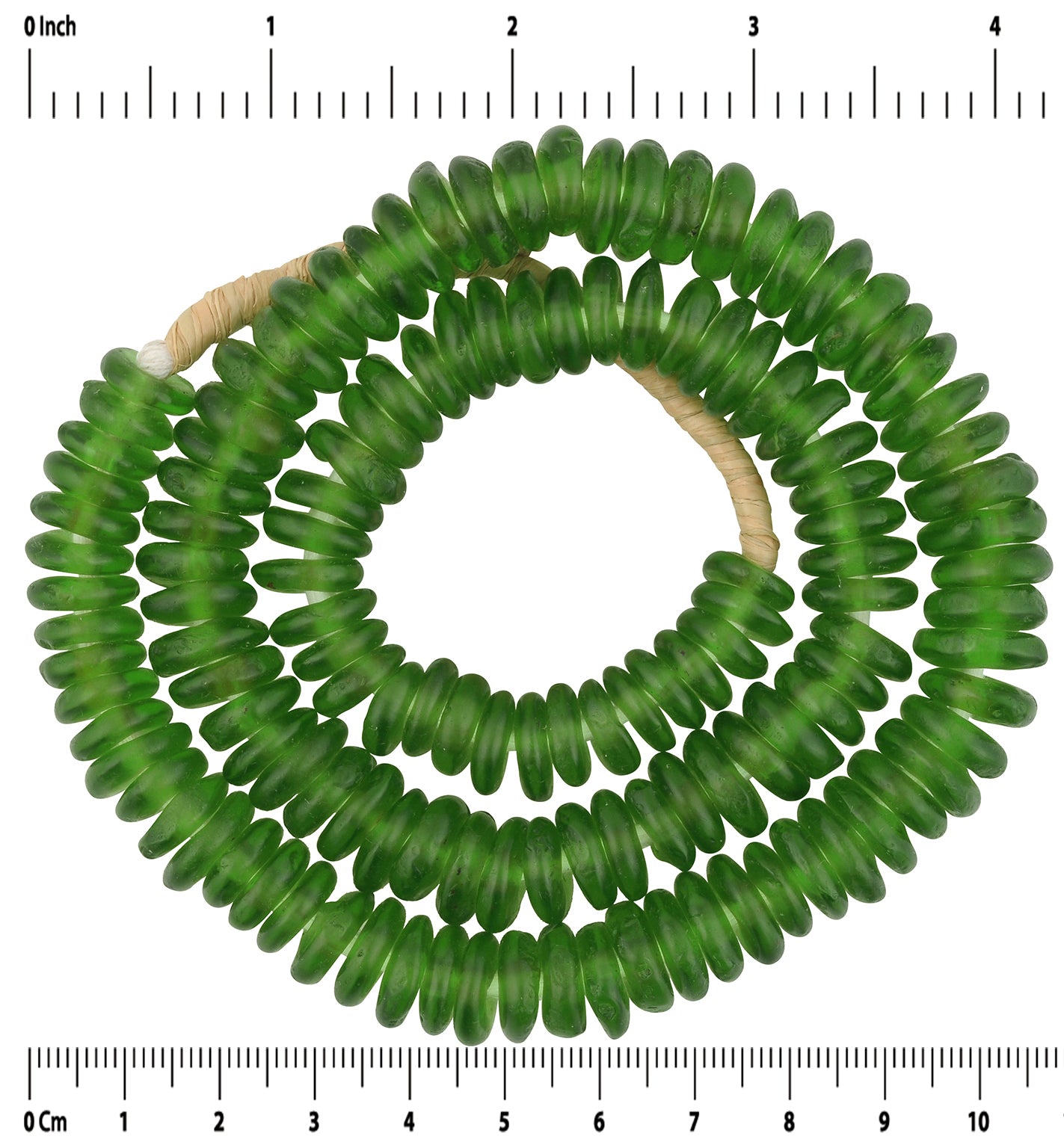 African Trade Beads - Recycled Glass, Handmade In Ghana, 11-12Mm - zoomed-in detail