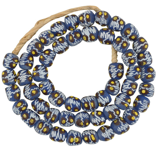 African Trade Beads - Fancy Recycled Glass Krobo Beads From Ghana - angled shot