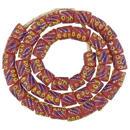 African Trade Beads: 12Mm Fancy Powder Glass Beads From Ghana