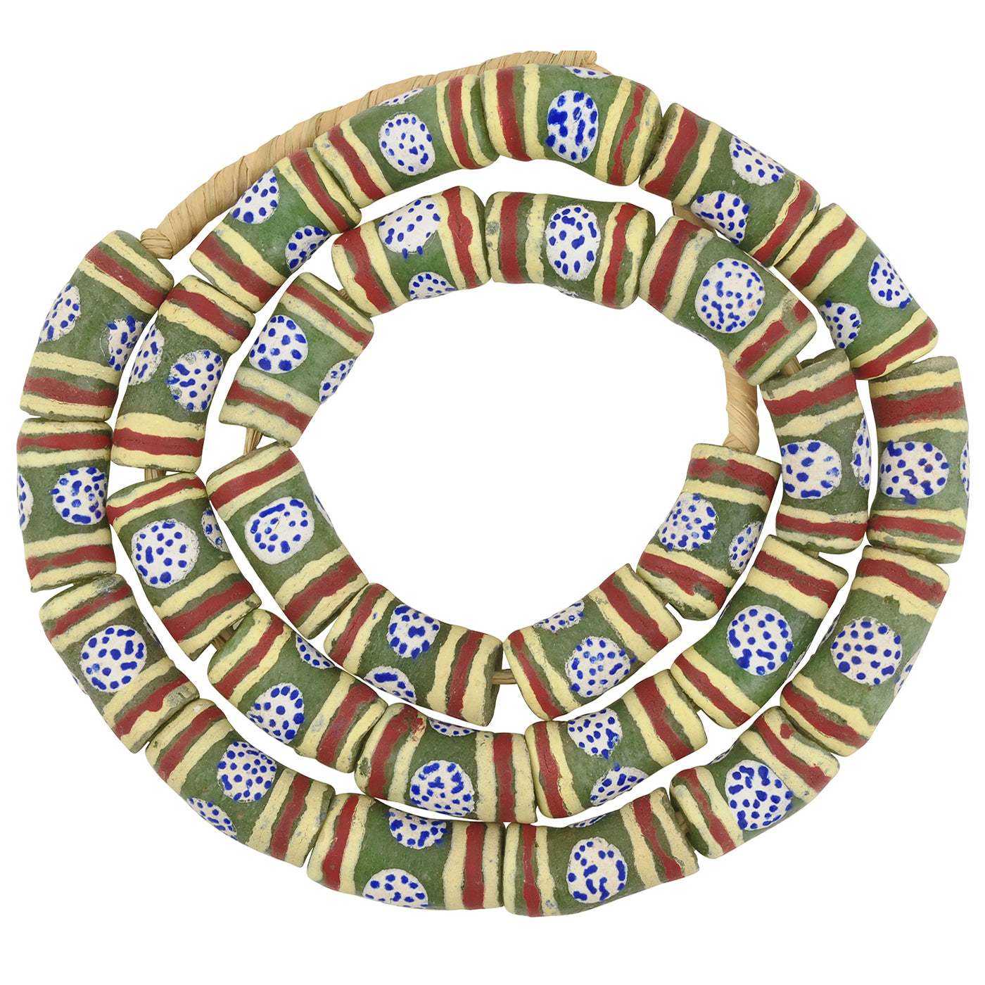 24" Fancy Powder Glass Beads - African Trade Beads From Ghana