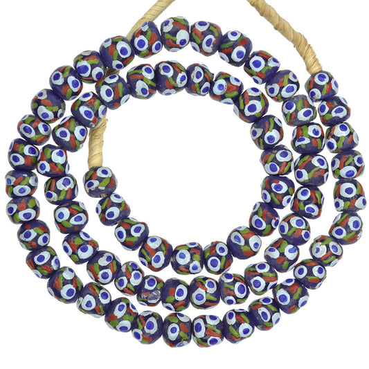 Exquisite African Trade Beads - Fancy Powder Glass Krobo Beads 10Mm